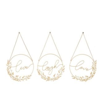 Gold Metal Bohemian Decorative Sign( Set of 3)