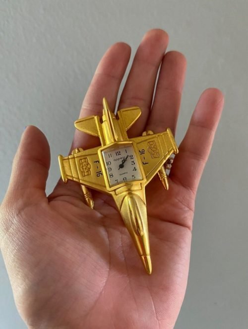 Gold Metal Jet Desk Clock. W/appear Quartz Clock New