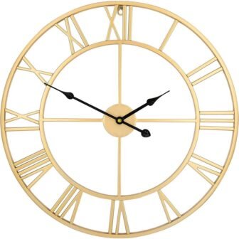 Gold Metal Wall Modern Clocks for Living Room/Bedroom/Kitchen Wall Decor