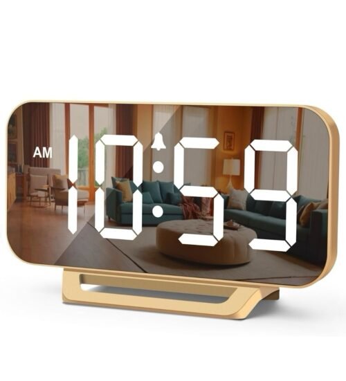 Gold Mirror Digital Alarm Clock: Large LED Display Hot Selling Gift