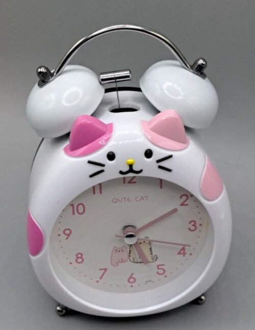 Good Morning Kitty Twin Bell ALARM CLOCK CUTE Qute Cat BATTERY OPERATED