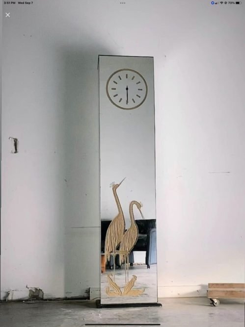 gorgeous vintage art deco standing mirror floor herring clock