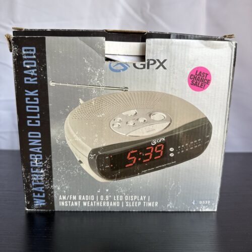 GPX AM/FM Instant Weatherband Clock Radio Digital Alarm Clock .9 Red LED Display