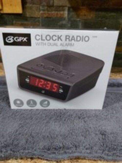 GPX Small Black Clock Radio With Dual Alarm
