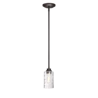 Gramercy Park 100-Watt 1-Light Old English Bronze Mini-Pendant with Clear Hammered Glass...