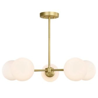 Grammercy 5-Light Brass/White in Chandelier