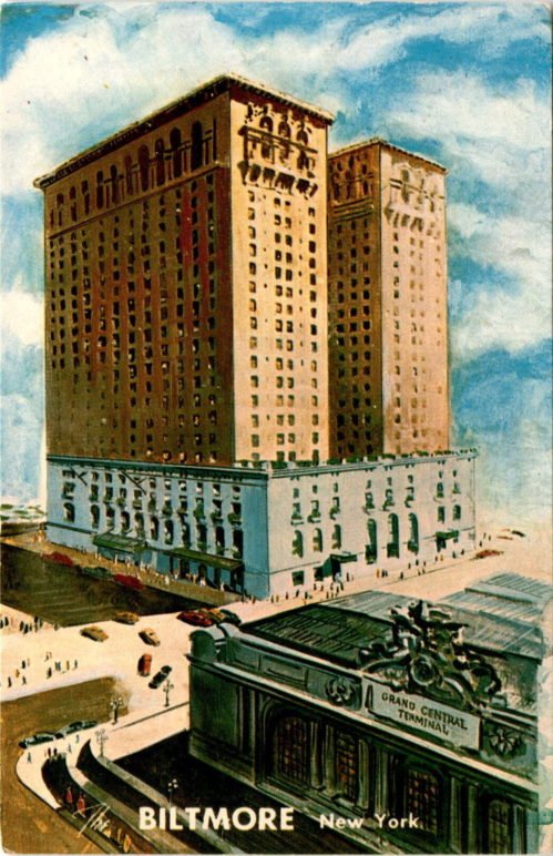 Grand Central Terminal, BILTMORE New York, Madison Ave., 43rd St., Raid Postcard