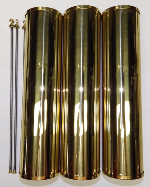 Grandfather Clock Weight Shells Set 3 Polished Brass Ridgeway 60 x 245 mm