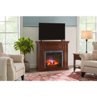 Granville 43 in. W Freestanding Convertible Media Console Electric Fireplace in Antique...
