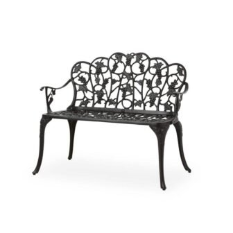 Grape 42 in. Black Metal Outdoor Garden Bench