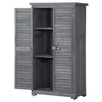 Gray 1.5 ft. W x 2.8 ft. D 3-Tier Fir Wood Patio...