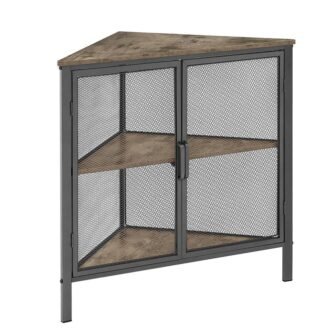 Gray 3-Tiers Corner Shelf Metal Frame Shelves Storage Organizer Ventilation Protection Door...