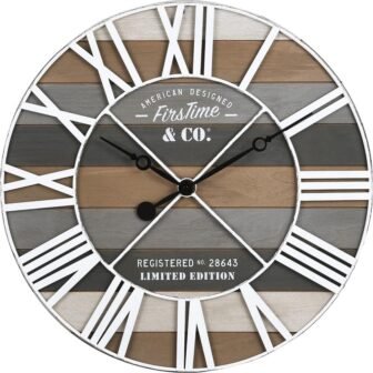 Gray Maritime Farmhouse Planks Clock