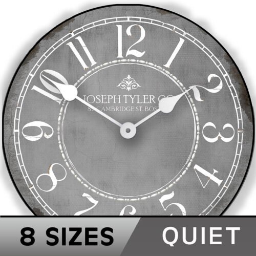 Gray & White Clock, Comes in 8 sizes, Lifetime warranty, Ultra Quiet!!