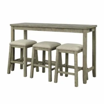 Green 4 Piece Wood Outdoor Dining Set with Beige Cushions photo Green 4 Piece Wood Outdoor Dining Set with Beige Cushions featured image
