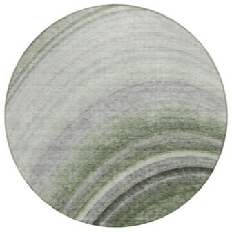 Green, Artichoke Green 8 ft. Round Woven Abstract Polyester Round Indoor/Outdoor Area...