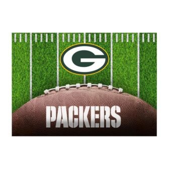 Green Bay Packers Green 5 ft. x 7 ft.Football Field Washable Indoor...