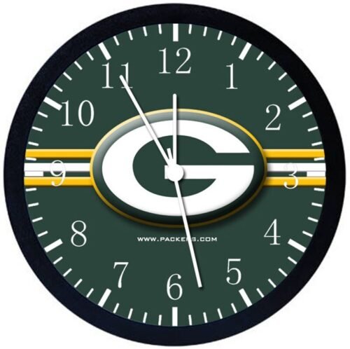 Green Bay Packers Wall Clock 12" Large Personalized option adding names E311