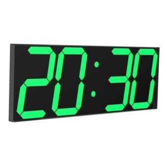 Green Digital LED Wall Clock, with 6 in. Numbers Remote Control Count...