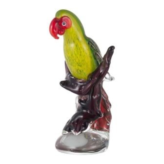 Green/Red Parrot on Branch Decor Accent