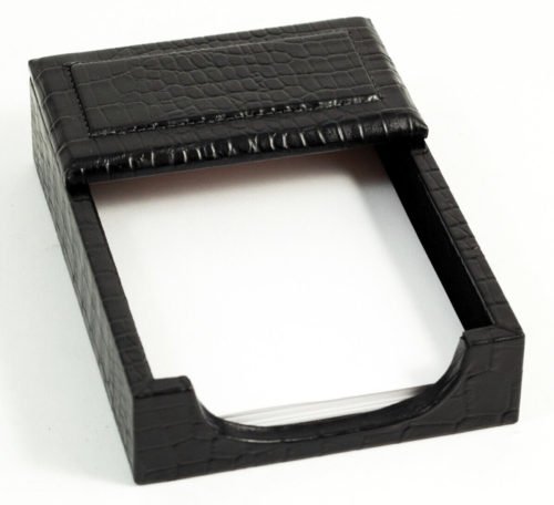 GREENWICH BLACK CROCO LEATHER 4" X 6" MEMO HOLDER