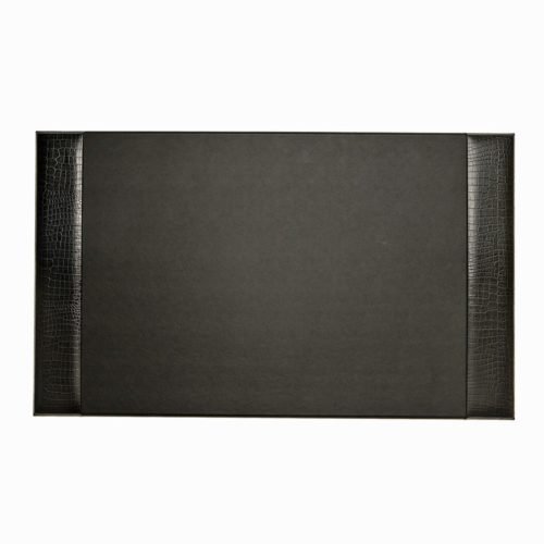 GREENWICH BLACK CROCO LEATHER DESK PAD - DESK BLOTTER