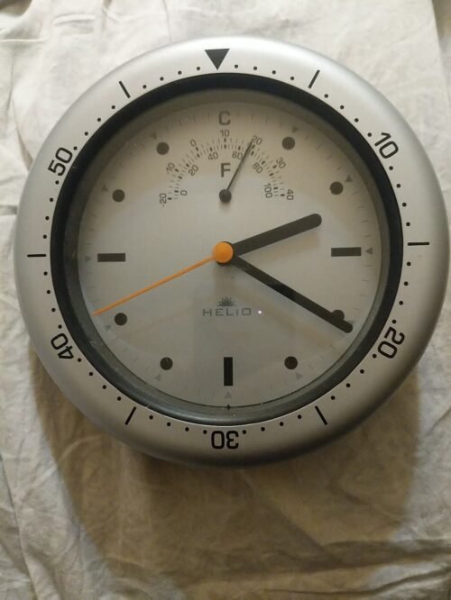 GREENWICH (HELIO) 9.5" Weather Station Quartz Wall Clock. Temp NICE!