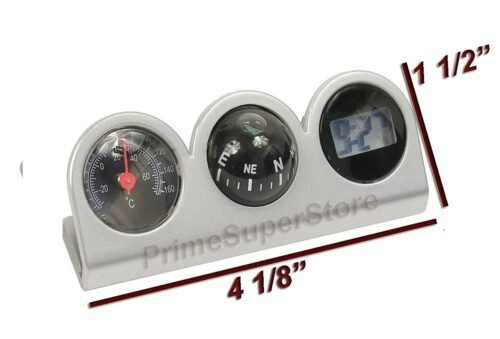 Grey/Black Combo Digital Clock Compass &Thermometer Dash Mount Car/Truck/RV/Boat