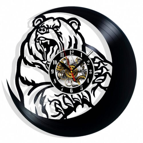 Grizzly Bear Wall Clock Records Decor Gift Christmas Birthday Holiday Art