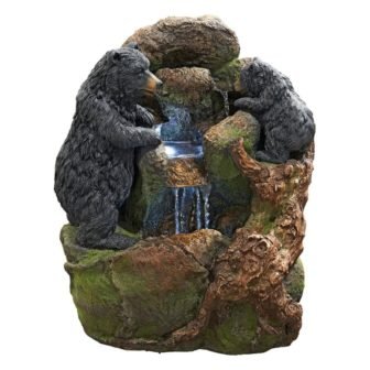 Grizzly Gulch Black Bears Stone Bonded Resin Garden Fountain