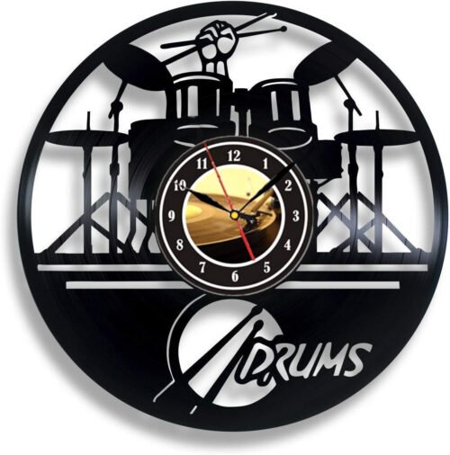 Guitar Drums Set Vinyl Record Wall Clock Music Instrument Notes Wall Clock Home