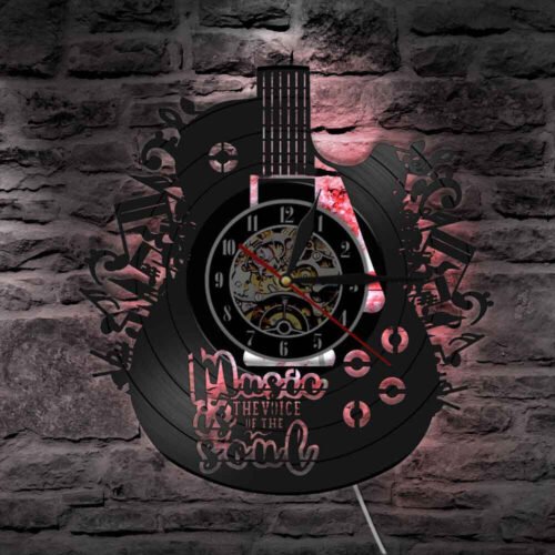 Guitar Music Vinyl Record Wall Clocks Vintage Art Decor Clocks Home Office Decor