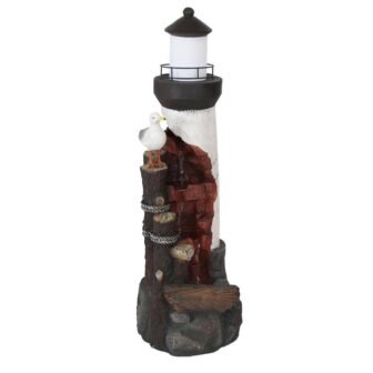 Gull's Cove Outdoor Lighthouse Cascading Water Fountain with LED Light