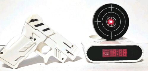 Gun alarm Clock - Target Alarm Clock - Creative Clock - White - Tested