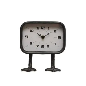 Gunmetal Black Analog Metal Table Clock with Duck Feet featured image