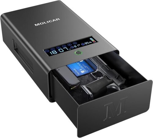 Gun Safe for Handgun, Alarm Clock Biometric Pistol Safe Fingerprint Handgun Safe