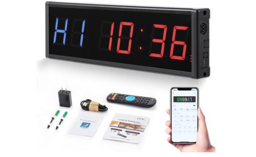 Gym Timer Clock Large Digital LED Display Wall Clock Alarm Countdown/Up Stopwatc