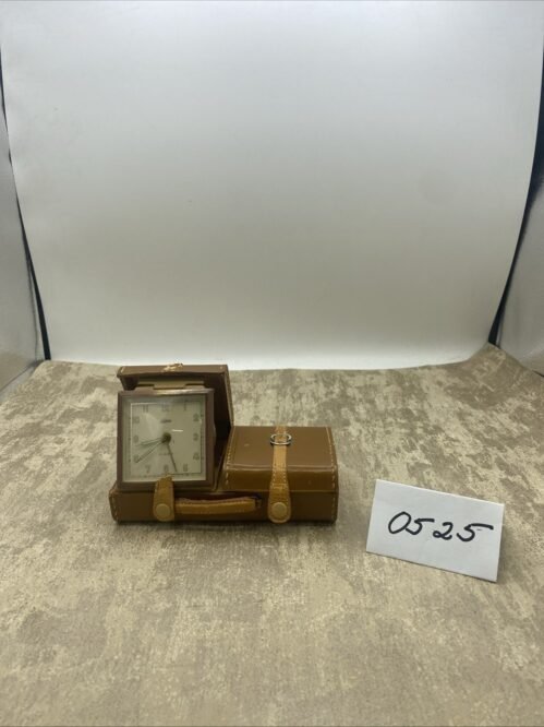 h403 Leather Luggage Style Folding Endura Travel Alarm Clock UNTESTED SEE PICS