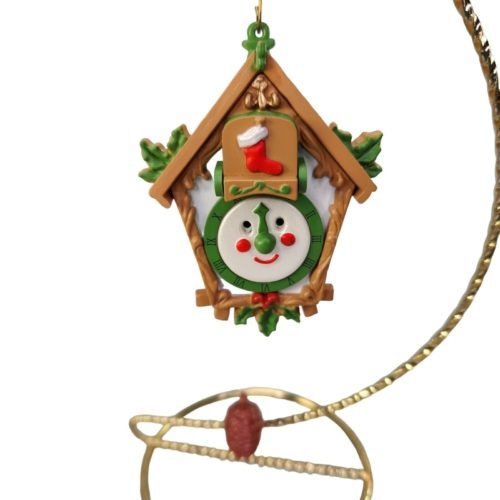 Hallmark Ornament Christmas Cuckoo Clock Bird Pinecone Movement QX4801 Vtg 1988