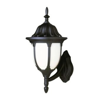 Hamilton 13 in. 1-Light Black Coach Outdoor Wall Light Fixture with White...