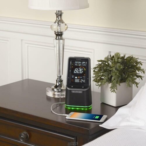 Hammacher Bluetooth Alarm Clock/Weather Station Monitor La Crosse Technology USB