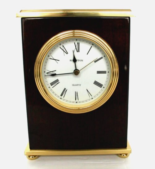 Hampton Quartz Analog Mahogany Mantle/Desk Clock in Excellent Used Condition