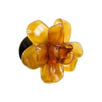 Hand Blown Amber Rose Bud 4.75in. Wide Matte Handcrafted Art Glass Wall...