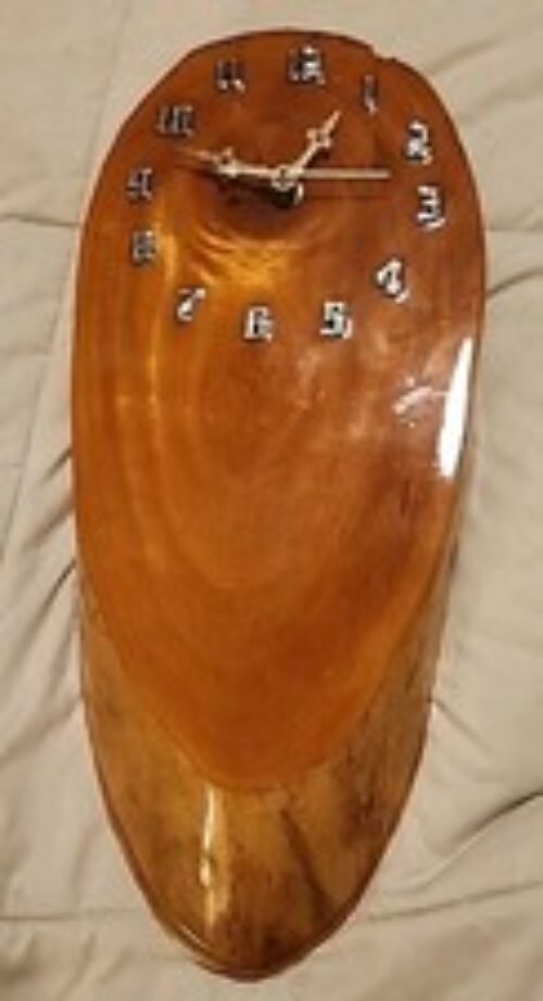 Handcrafted Rustic Wood Wall Clock Tree Slab Cabin Lodge Mancave 16.5"x7"x2" /K