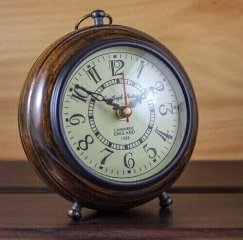 Handmade Antique Wooden Table Clock 6"Inch Nautical Style Home & Office Decor SK