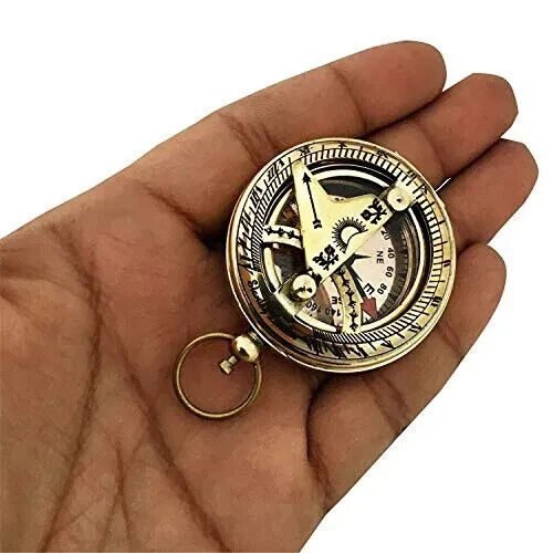 HAND MADE BRASS PUSH OPEN COMPASS SUNDIAL BRASS NAUTICAL HAND MADE GIFT ITEM