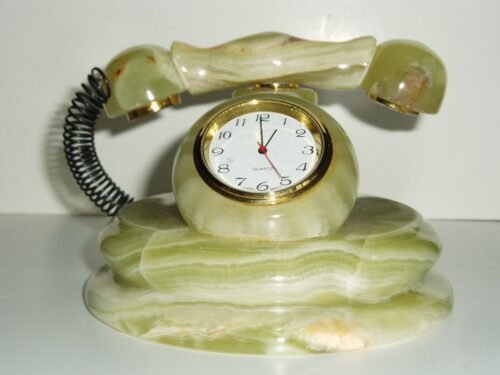 Handmade Marble Stone Desk & Shelf Clocks - Telephone old school