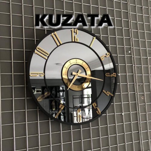 Handmade Real Mirror Wall Clock – Stylish Modern Home Accent in Gray Glass 50 cm