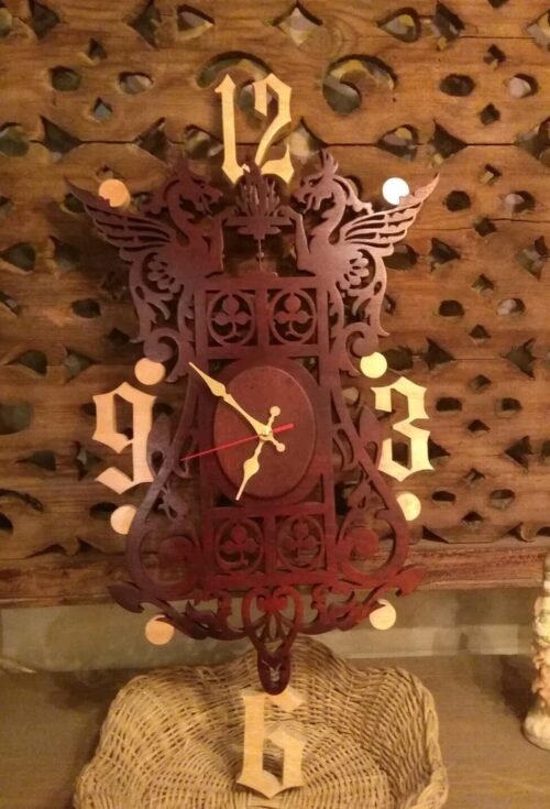 Handmade Scroll Saw Wooden Dragon Wall Clock