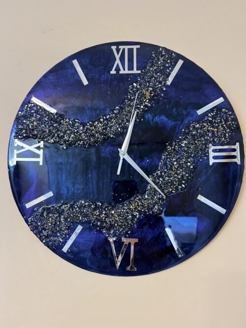 Handmade wall clock 16 inch resin art